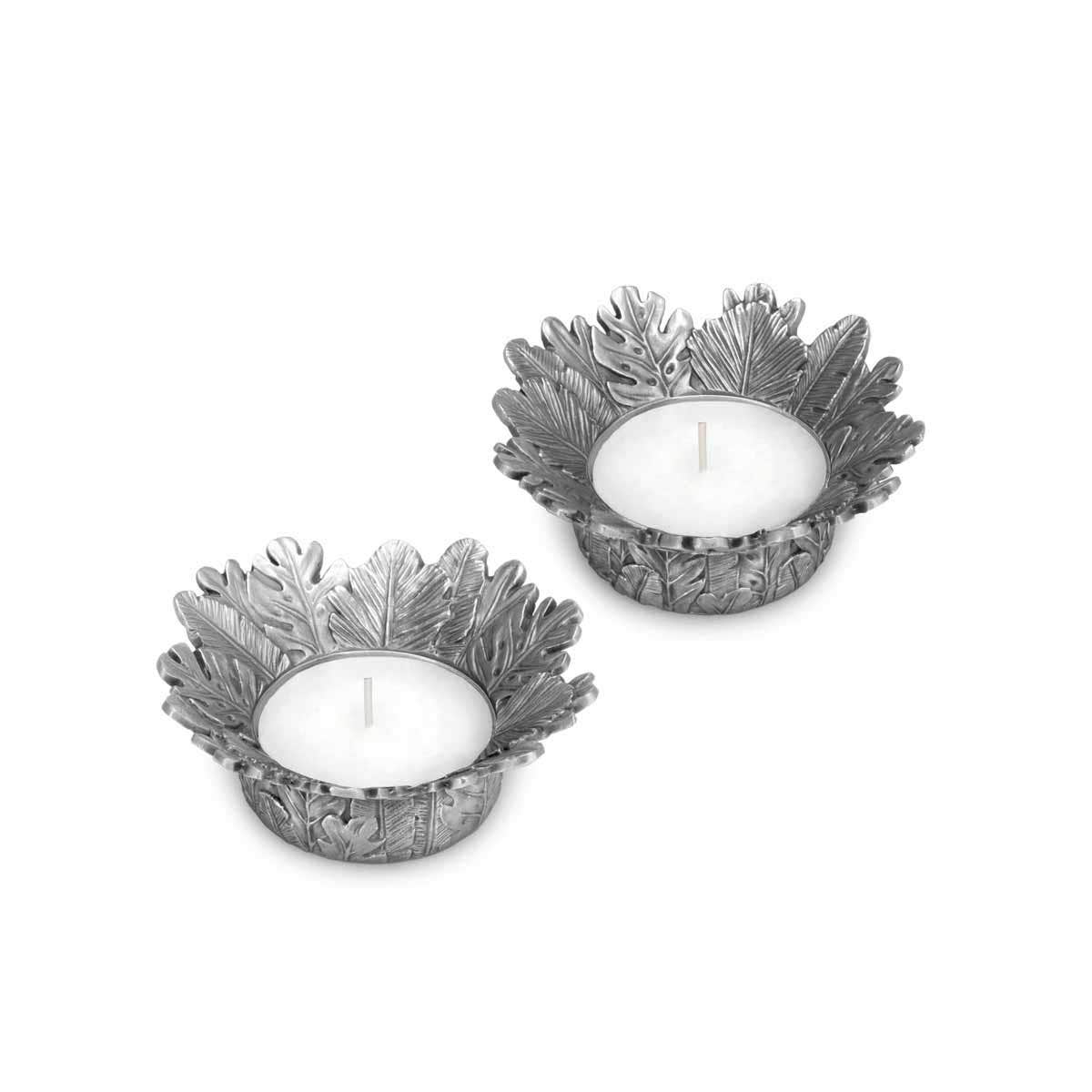 Tropical Leaves Tealight Pair