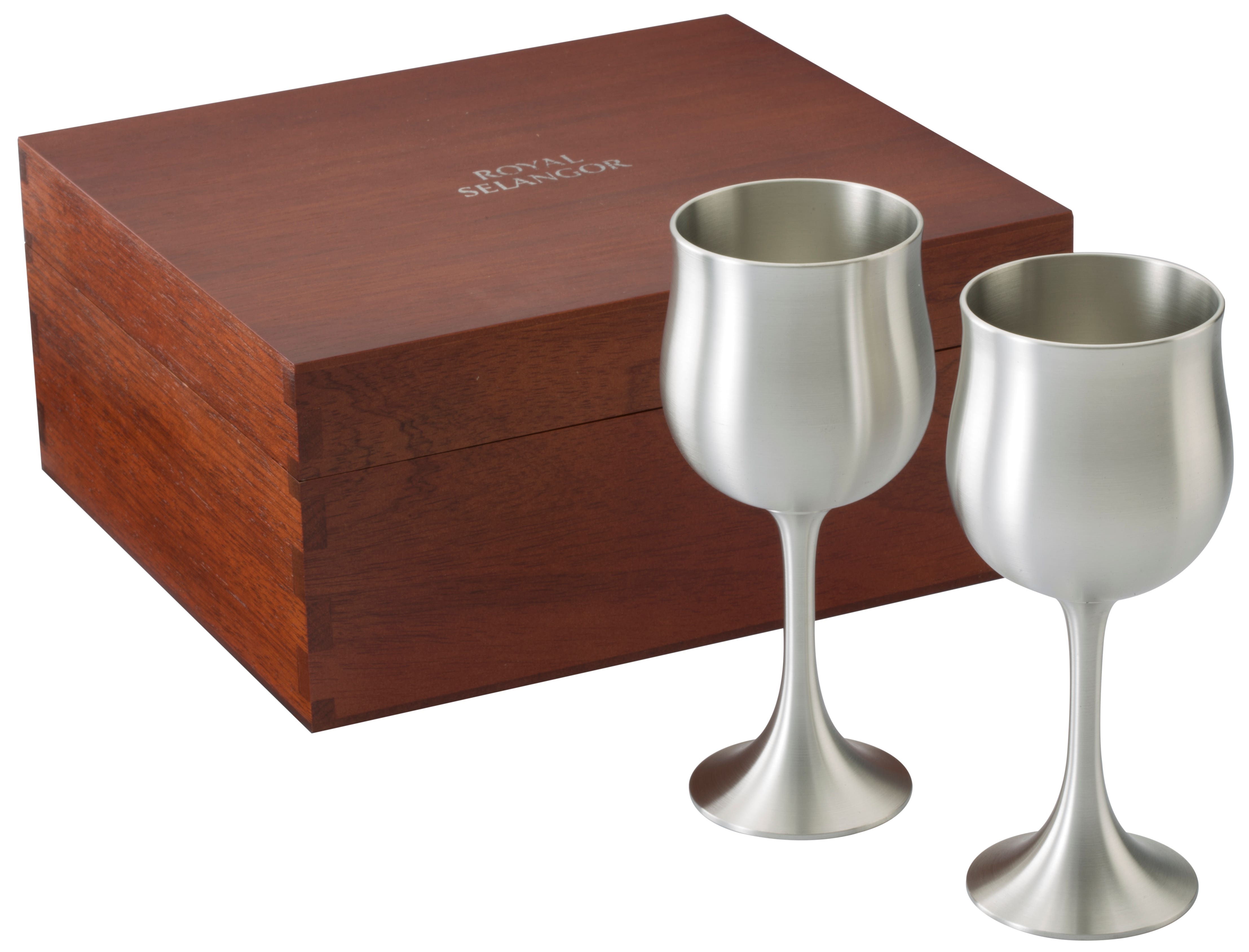Wine Goblets in Wooden Gift Box