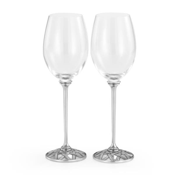 Wicker White Wine Glass Pair